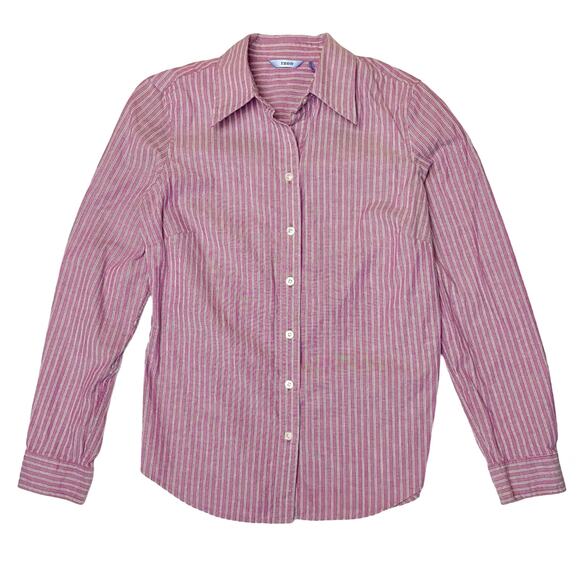 IZOD Pinstripe Button Down Shirt Women S Purple Preppy Y2K Career - Picture 1 of 7